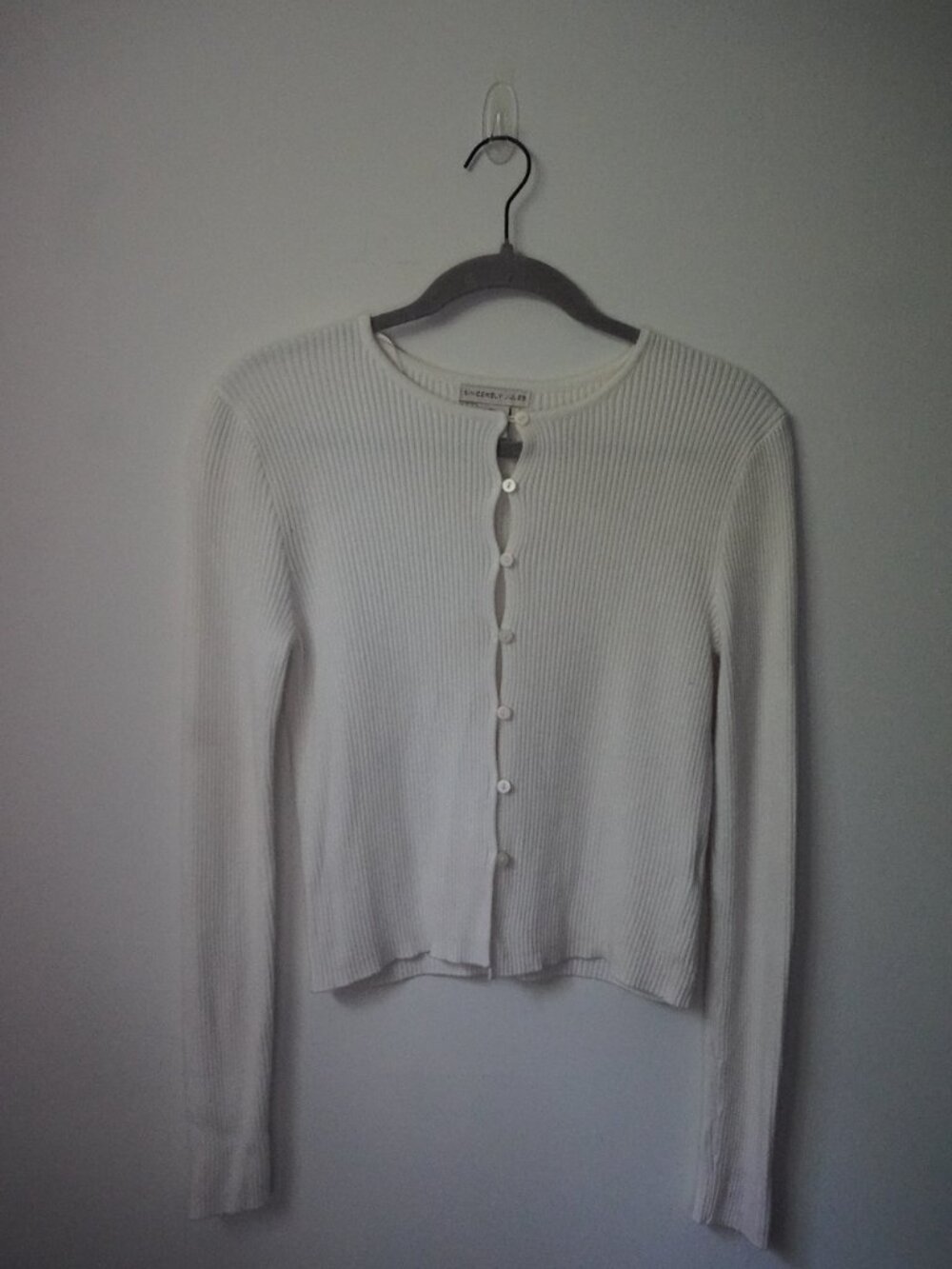Sincerely Jules Cream Ribbed Button Up Cardigan Size Large